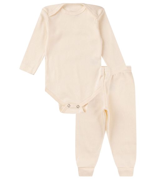 Kit Body Bebê Canelado 2 Peças Select Bege