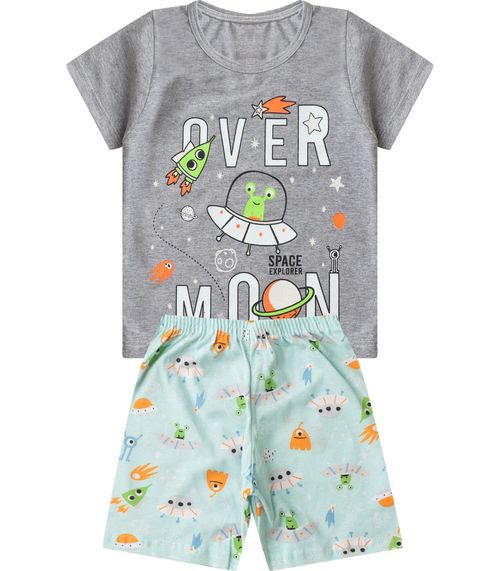 Pijama Infantil Masculino Brilha No Escuro Select Cinza