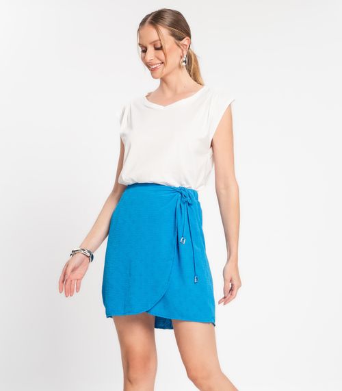 Saia Transpassada em Air Flow Poá Rovitex Azul