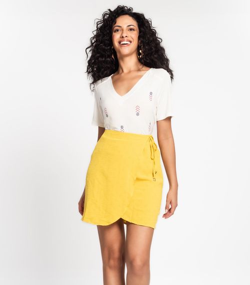 Saia Transpassada em Air Flow Poá Rovitex Amarelo