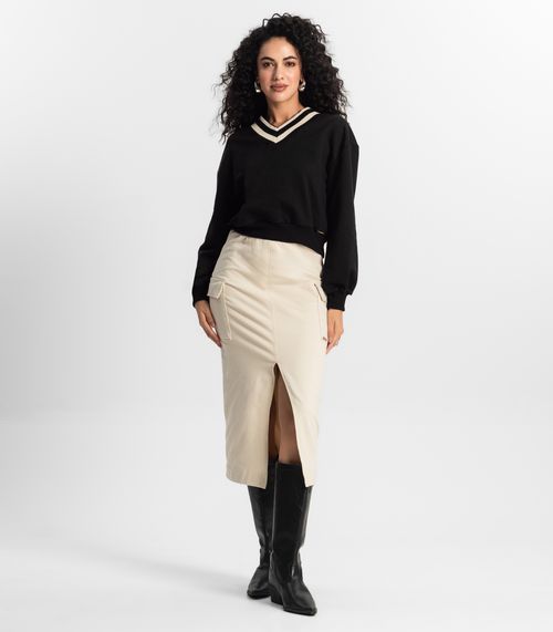 Saia Midi Cargo Feminino Rovitex Bege