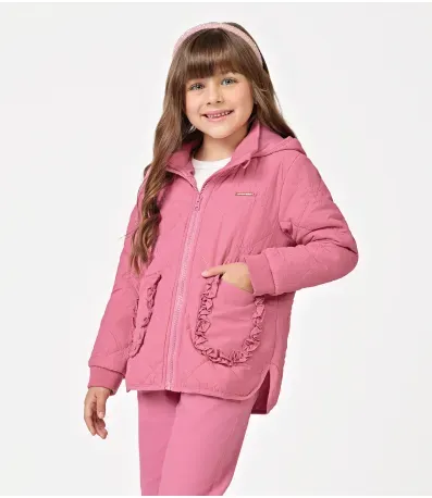 Jaqueta Puffer com Capuz Trick Nick Rosa