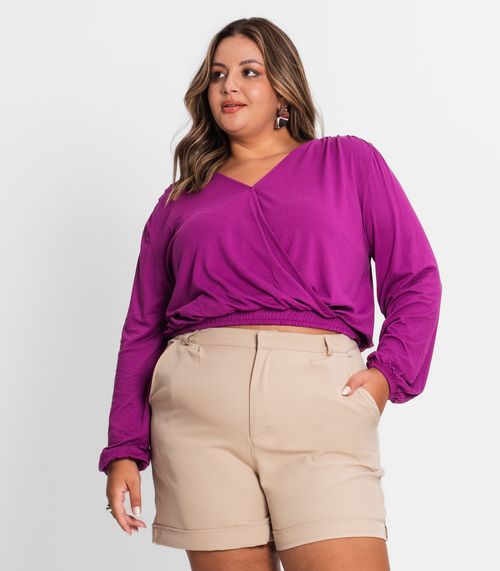 Blusa Feminina Plus Size Em Viscose Secret Glam Roxo