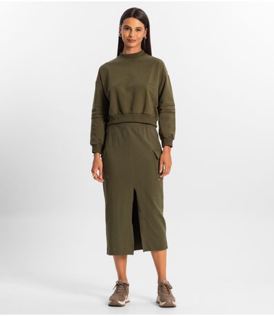 Saia Midi Cargo Feminino Rovitex Verde