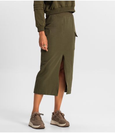 Saia Midi Cargo Feminino Rovitex Verde