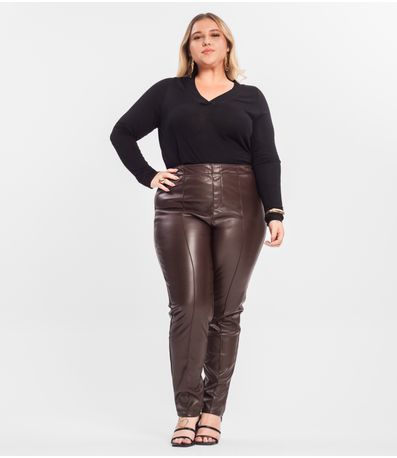 Legging Feminina Courino Plus Size Secret Glam Marrom