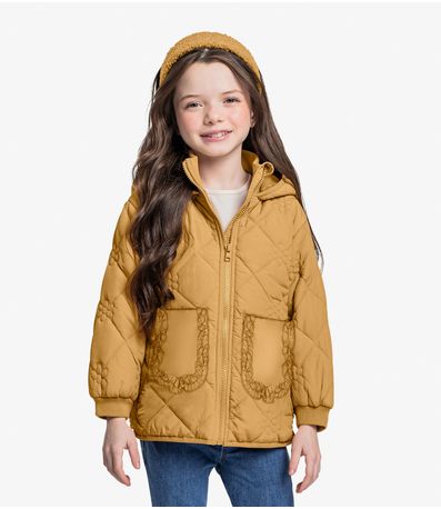 Jaqueta Puffer com Capuz Trick Nick Amarelo