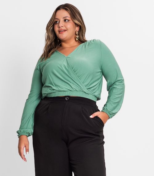 Blusa Feminina Plus Size Em Viscose Secret Glam Verde