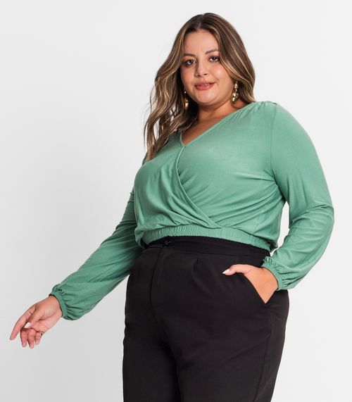 Blusa Feminina Plus Size Em Viscose Secret Glam Verde