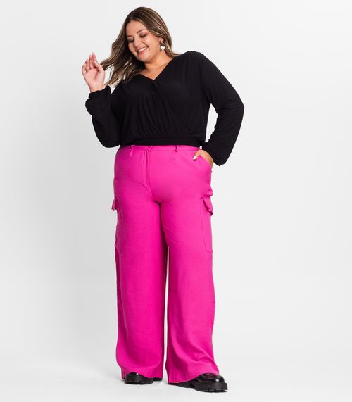 Blusa Feminina Plus Size Em Viscose Secret Glam Preto