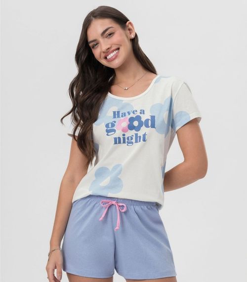 Short Doll Feminino Estampado Mensageira Da Paz Bege