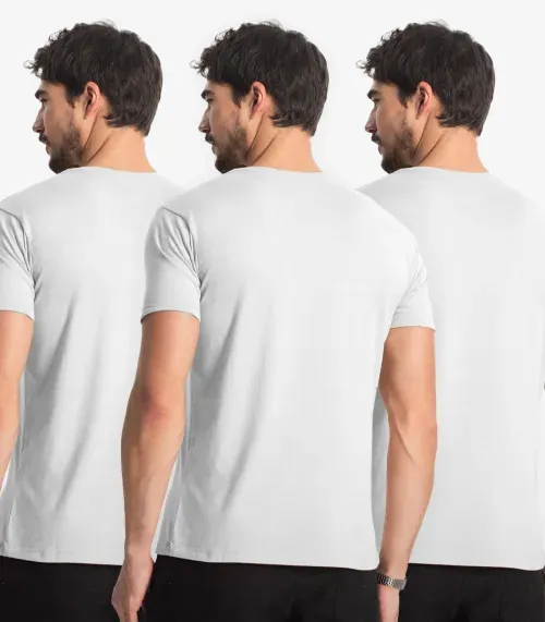 Kit 3 Camisetas Masculinas Básicas Select Branco