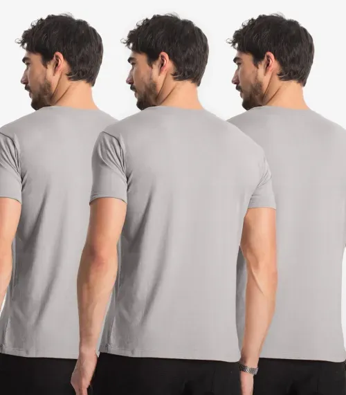 Kit 3 Camisetas Masculinas Básicas Select Cinza