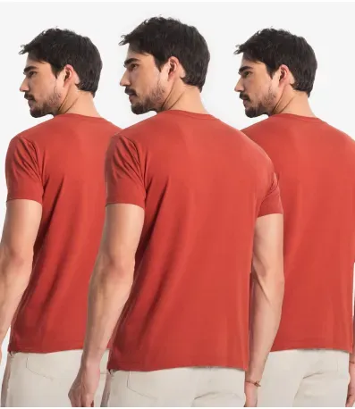 Kit 3 Camisetas Masculinas Básicas Select Laranja