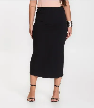 Saia Feminina Midi Infinita Cor Preto