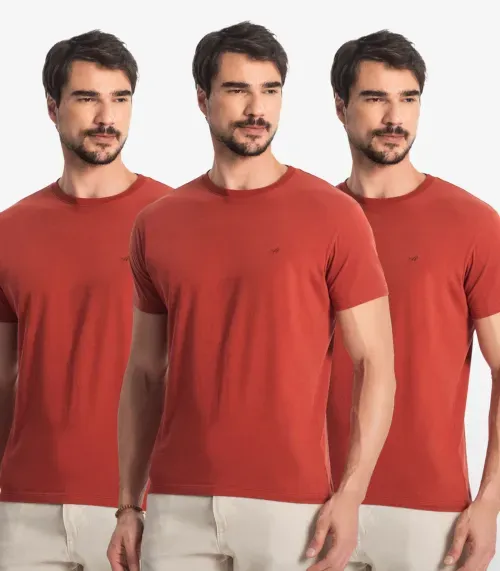 Kit 3 Camisetas Masculinaa Plus Size Básica Select Laranja