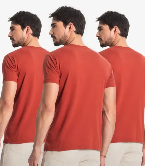 Kit 3 Camisetas Masculinaa Plus Size Básica Select Laranja