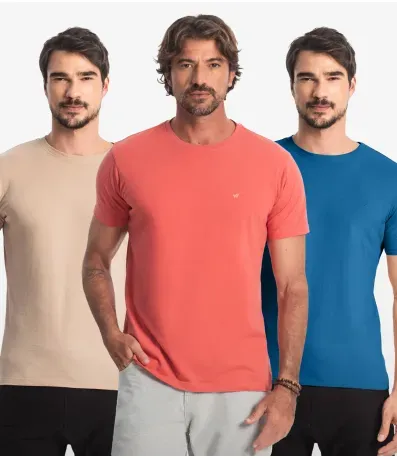 Kit 3 Camisetas Masculinas Básicas Select Sortidas