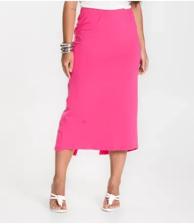 Saia Feminina Midi Infinita Cor Rosa