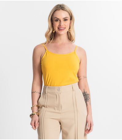 Blusa Feminina de Alças Básica Rovitex Amarelo
