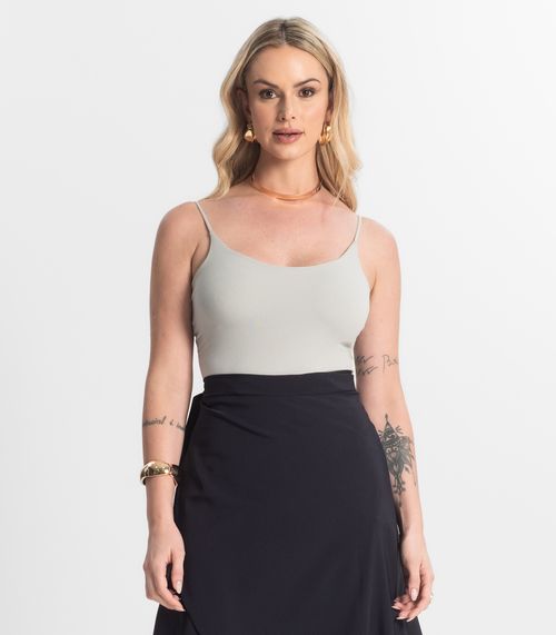 Blusa Feminina De Alça Poliamida Style Box Cinza