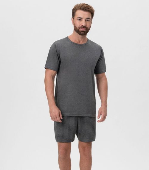 Pijama Masculino Meia Malha Mensageira Da Paz Cinza