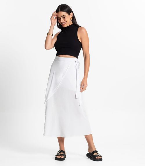 Saia Midi Amarração Envelope Select Branco