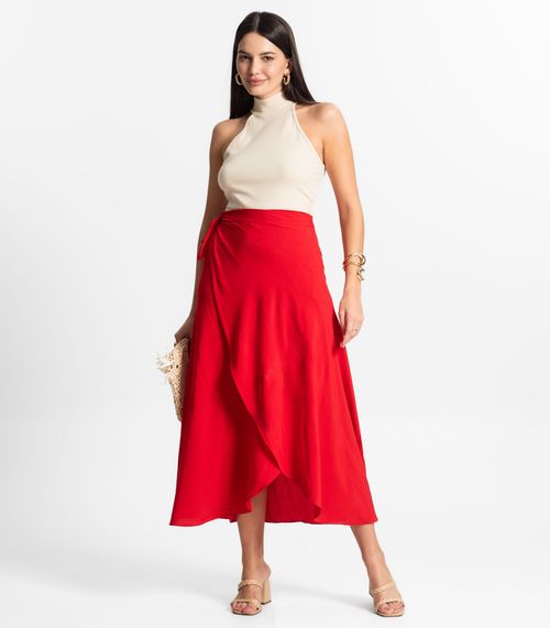 Saia Midi Amarração Envelope Select Vermelho
