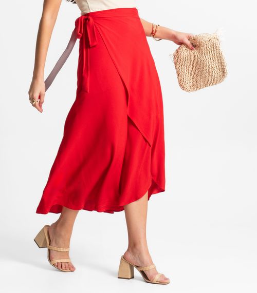 Saia Midi Amarração Envelope Select Vermelho