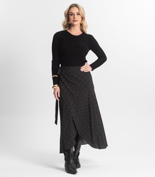 Saia Midi Amarração Envelope Select Preto