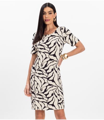 Vestido Curto Estampado Rovitex Bege