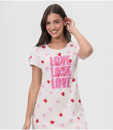 Camisola Feminina Corações Mensageira Da Paz Branco