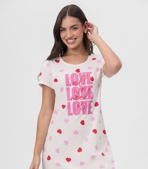 Camisola Feminina Corações Mensageira Da Paz Branco