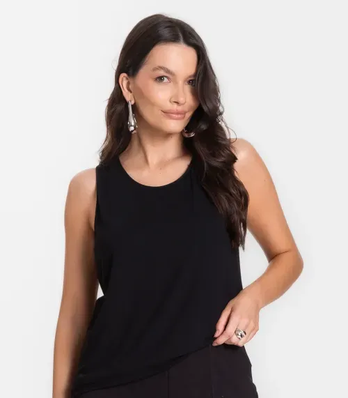 Regata Feminina Com Renda Infinita Cor Preto