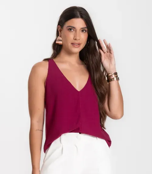 Regata Feminina Em Tecido Infinita Cor Vermelho