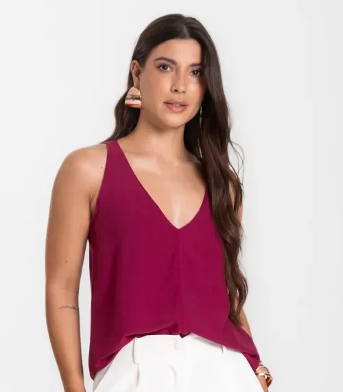 Regata Feminina Em Tecido Infinita Cor Vermelho