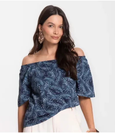 Blusa Feminina Ciganinha Infinita Cor Azul