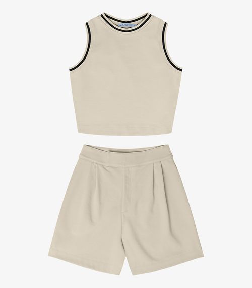 Conjunto Feminino Regata Com Shorts Endless Bege