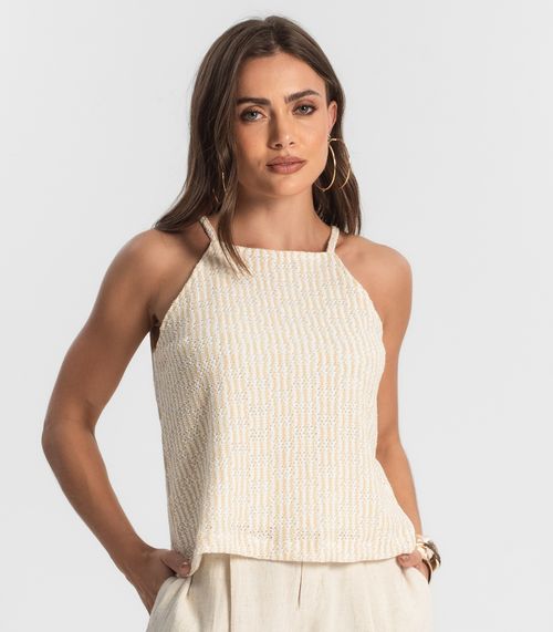 Blusa De Alça Em Tricot Endless Bege