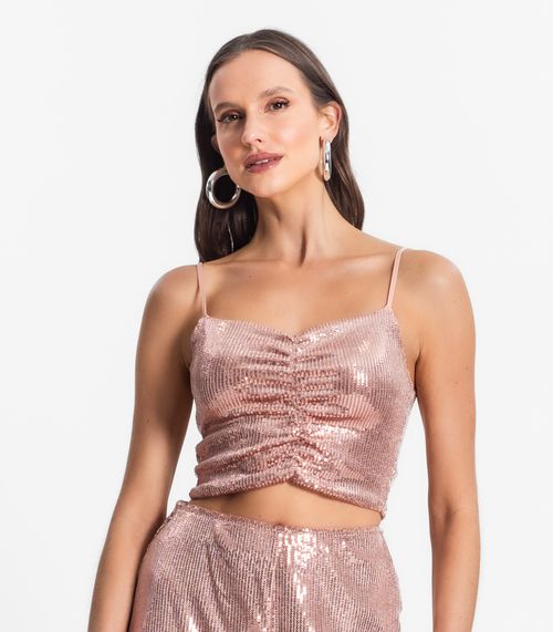 Top Cropped Em Paetê Endless Unica