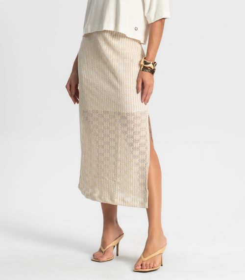 Saia Midi Em Tricot Endless Bege