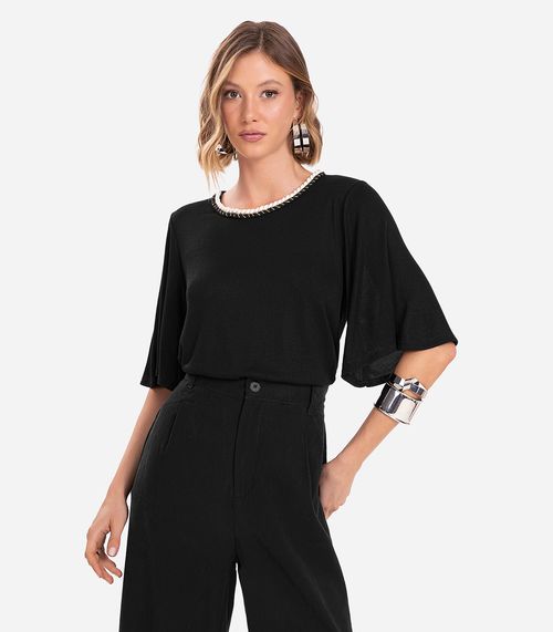 Blusa Feminina Manga Curta Endless Preto