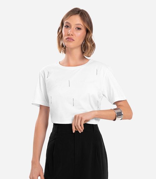 Camiseta Feminina Com Strass Endless Branco