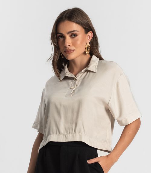 Camisa Feminina Manga Curta Endless Bege