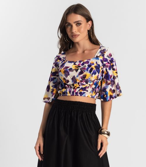 Blusa Cropped Feminina Estampada Endless Roxo