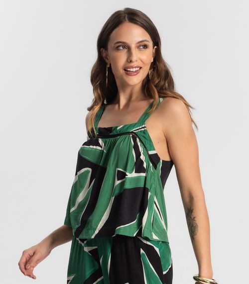Blusa De Alça Feminina Estampada Endless Preto