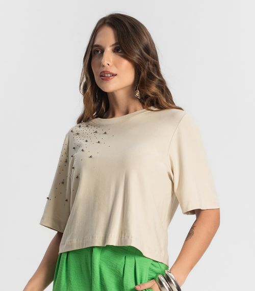 Camiseta Feminina Manga Curta Endless Bege