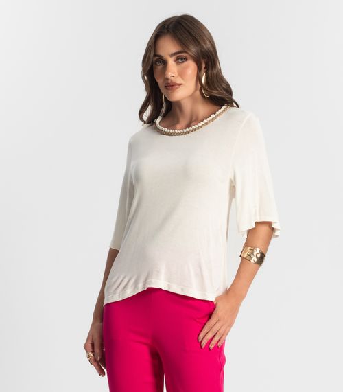Blusa Feminina Manga Curta Endless Bege