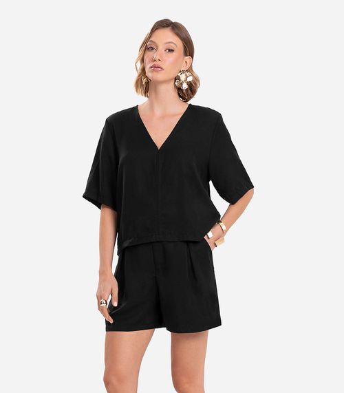 Blusa Feminina Manga Curta Endless Preto
