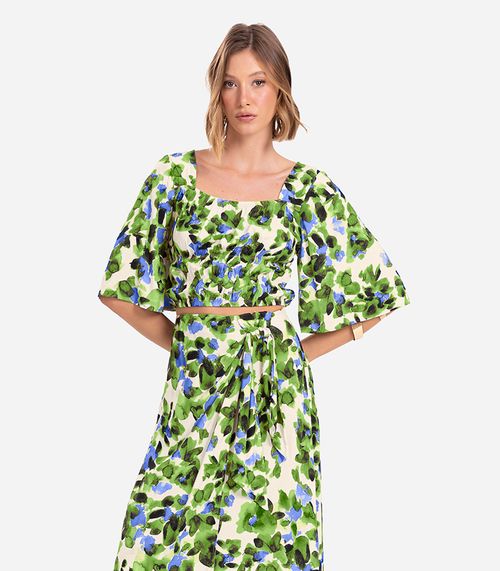 Blusa Cropped Feminina Estampada Endless Verde